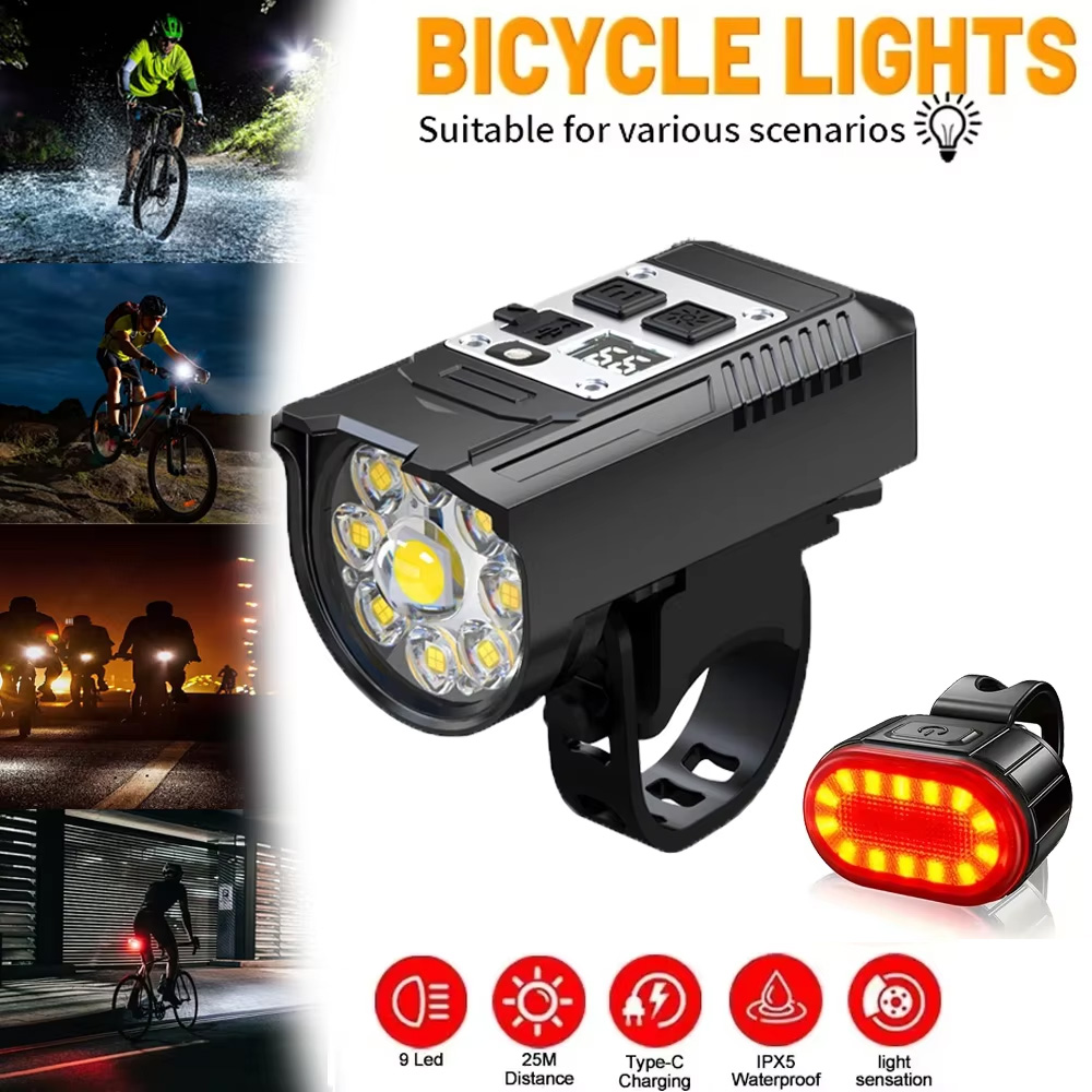 Outdoor Lighting Brands - 9-диодный велосипедный фонарь с USB-зарядкой, суперяркий,